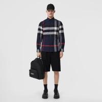 ราคา BURBERRY Men's Checked Stretch Cotton Silk Shirt (28241582702)