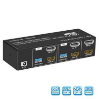 ราคา พร้อมส่ง 8k 2 Port DP/HDMI kvm Dual-screen SWITCH หน้าจอสวิทช์สวิทช์ 7680*4320 60hz usb3.0 พร้อมเดสก์ท็อป controller (27884149180)