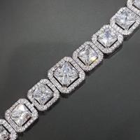 ราคา (พร้อ​มส่ง) สร้อยข้อมือเพชร CZ แท้ princess cut ทรงสี่เหลี่ยม ยาว 20 cm (109267100)