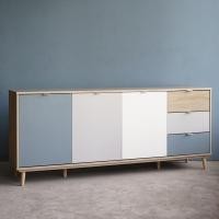 ราคา inhome furniture ชั้นวางทีวี W180xD40xH76 ซม สีโซลิดโอ๊ค-ฟ้า-ขาว-เทา รุ่น TV-1802-S-B-WH-G ตู้วางทีวี โต๊ะทีวี (7967511764)