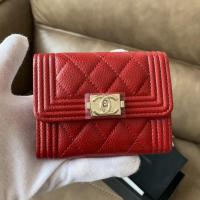 ราคา Chanel Boy Caviar XL Card Holder Red GHW Holo29 (13342719754)