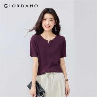 ราคา ❤ GIORDANO Men 100% Cotton Small V-Neck Summer Sweaters Slim Short Sleeve Smooth Simple Fashion (40713869051)