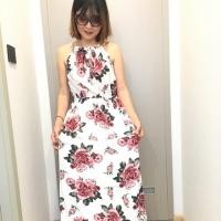 ราคา ชุดเดรสยาว สายเดี่ยว ลายดอกไม้ เอวสม็อคยางยืด ผ้าชีฟองไม่บางใส่สบาย สายปลับได้ น่ารักสไตล์เกาหลี (6926735645)