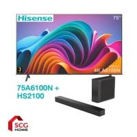 ราคา Hisense TV 75A6100N ทีวี 75 นิ้ว 4K VIDAA UHD LED TV สมาร์ททีวี รุ่น 75A6100N พร้อมลำโพง ซาวด์บาร์ รุ่น HS2100 (42168040315)
