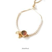 ราคา กำไลข้อมือ KEEPSAKE GOLD LOCKET & PINK HEATHER FLOWER (26674246679)