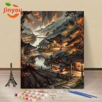 ราคา JINYOU(30*40 ซม.) ระบายสีตามตัวเลข ภาพวาดสีอะคิลิก ภาพวาดสีน้ำมันทิวทัศน์สไตล์จีน ทิวทัศน์พระอาทิตย์ตก ของแต่งห้อง (24256416291)