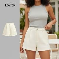 ราคา (trendy4)Lovito กางเกงขาสั้นสุดหรู สไตล์คลาสสิกและมีความอเนกประสงค์ สำหรับฤดูใบไม้ผลิ/ฤดูร้อน สีพีช L143ED011 (42273724057)