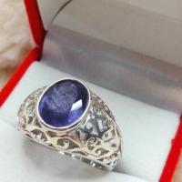 ราคา แหวนไพลินชาย 4 กะรัต ตัวเรือนเงินแท้ ฉลุข้าง (15947991543)