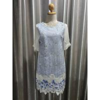 ราคา FF02278 เดรสแฟชั่น มือสอง สีฟ้าขาว อก 36 นิ้ว (17390137832)