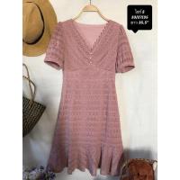 ราคา เดรสผ้าลูกไม้ฉลุสีขมพูกะปิ มือสอง สภาพใหม่ ไซร์ S (23279761597)