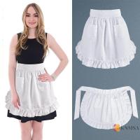 ราคา KNMSA] Woman Half Fit Cooking Kitchen Apron Short Lolita Maid Sexy Lace Black White Bib Beauty Flower Coffee Shop Pinafore Home Work niceneck (40315378123)