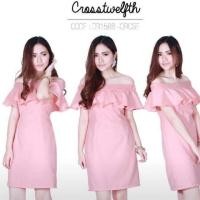 ราคา ชุดเดรส เปิดไหล่ สีโอรส ไซส์s ซื้อมายังไม่เคยใส่ (1800410847)