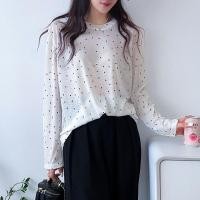 ราคา Ccute พร้อมส่ง เสื้อชีฟอง ขาวบางลายจุดสีดำ แบบสวม แฟชั่นผู้หญิง ทรงหลวม แมตช์ได้ทุกลุค (24725875310)