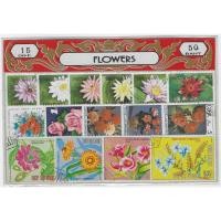 ราคา แสตมป์ต่างประเทศ ดอกไม้ ดอกบัว 15-20 ดวง Flowers Stamp มีหลายแบบ ผนึกในแผ่นกระดาษแข็งสีสวยงาม น่าสะสม (23567364225)