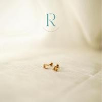 ราคา ต่างหูเพชร ต่างหูเหล็กไทเทเนียมสีโรสโกลด์ 5 มม (24129595763)