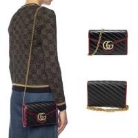 ราคา GUCCI GG Marmont series gold label LOGO สีจับคู่ท่อหนังวัวบุนวม / กระเป๋าสะพาย / กระเป๋าผู้หญิง / สีดำ / สีแดง (24428061362)