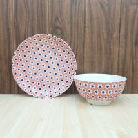 ราคา จาน ชาม เซรามิค สีพาสเทล ลายแดงดอกน้ำเงิน ขนาด จาน 8 นิ้ว และ ชาม 6 นิ้ว (10862126400)