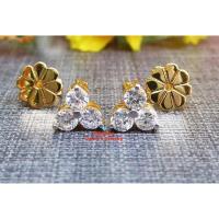 ราคา ต่างหูเพชรแท้ 3ตัง 6เม็ด 0.18ct. น้ำ98-99 VS-VVS เรือนทองคำแท้ 18k 750 หนัก 1.5g. (2302782045)