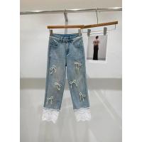 ราคา กางเกงยีนส์ปักมุก jean with pearl bow (26650959451)