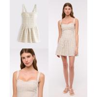 ราคา (ของแท้) Abercrombie & Fitch premium linen drop-waist skort เดรสสั้น ด้านในมีกางเกง (42300633172)