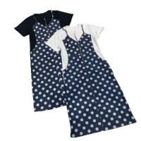 ราคา เดรสยีนส์ซิปลายจุดขาวดํา (42503762520)