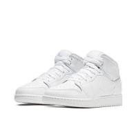 ราคา รองเท้า Air Jordan 1 Mid Triple White (GS) ดีไซน์คลาสสิก สำหรับเยาวชน (29092903549)