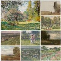 ราคา ภาพวาดวินเทจฝรั่งเศส ภาพสวนดอกไม้สีน้ำมัน พิมพ์บนผ้าใบ งานศิลปะตกแต่งบ้าน (41923898154)