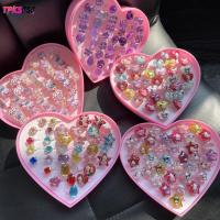 ราคา TPKSF 36 ชิ้น/เซ็ตแหวนเด็กชุดของเล่น,ปรับขนาด Sanrio Kuromi สาวอัญมณีแหวน,น่ารักรูปหัวใจกล่องการ์ตูนแกล้งและแต่งตัวแหวนสาวของเล่น (44015043443)