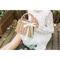 ราคา พร้อมส่งกระเป๋าหวายสานผูกริบบิ้น มีผ้าซับใน (4574560639)