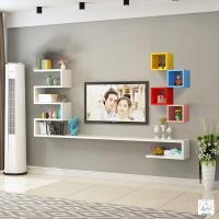 ราคา ชั้นวางของติดผนังตกแต่งห้องนั่งเล่น ตู้ทีวีไม้จริงแขวน (27468370380)