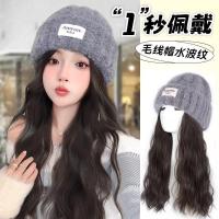 ราคา วิกผมทรงหยิกเต็มหมวก พร้อมหมวกถัก สไตล์ใหม่สำหรับฤดูใบไม้ร่วงและฤดูหนาว (41372193937)