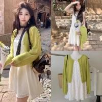 ราคา 8910 เซ็ท 2 ชิ้น เดรสสั้น แขนกุด มาพร้อมกับเสื้อคลุม แฟชั่นเกาหลี TAG KOREA (26882043746)