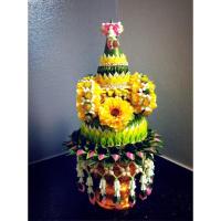 ราคา พานธูปเทียนแพ พร้อมกรวยและพวงมาลัย งานใบตองประดิษฐ์ (595288256)