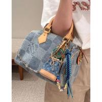 ราคา Louis Vuitton New Style Denim Plaid speedy Female Bag Mens Bag Handbag (42016139278)