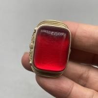 ราคา คอลเลกชันโบราณเก่าแหวนเงินเครื่องประดับมือฝังแหวนพลอยสีแดงผู้ถือแหวนเงินเปิดทิเบตเก่า 9.23 (40417155851)
