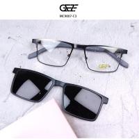 ราคา กรอบแว่นสายตาGEZE Clip-On รุ่น 9007-C3 เต็มกรอบสีเทาเข้ม คลิปออนแม่เหล็ก เลนส์กันแดดPolarized (1514640594)