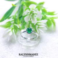 ราคา R6410 แหวนพลอยโมราแท้ ( Natural Chrysoprase ) หลังเบี้ย ตัวเรือนเงินแท้925 ชุบทองคำขาว ไซส์52 แก้ไซส์ฟรี (26511934872)