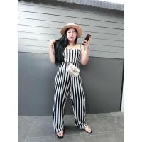 ราคา จั้มสูทสาวอวบ#จั้มสูทขายาว#จั้มสูทลาย (13290199666)