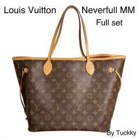 ราคา Louis Vuitton Neverfull MM แท้ช็อปไทย ปี14 full set (9755168359)