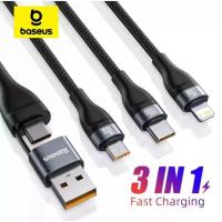 ราคา Baseus 3 in1 100W สายชาร์จเร็ว Usb Fast Charge Data Cable USB to M+L+C สายชาร์จ type c (27328618074)