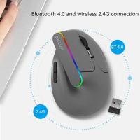 ราคา Wireless Delux M618DB Vertical Mouse Ergonomic 6 Buttons MAX 2400DPI 2.4GHz Bluetooth Rechargeable (27471508461)