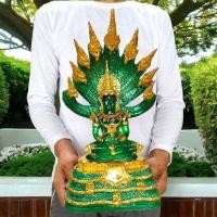 ราคา NMT8 พระแก้วมรกต ประทับนั่งบัลลังก์พญานาค9เศียร หน้าตัก5นิ้ว งานเรซิ่นแก้วใสพญานาคลงสีปิดทองงดงาม (18982584450)