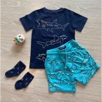 ราคา AndyandEvan เสื้อยืดเด็ก ลายปลาฉลาม มือสอง (25859417140)