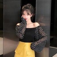 ราคา **พร้อม​ส่ง​ ...เสื้อไหมพรมแขนยาวลายจุด (9317015207)