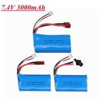 ราคา 18650 7.4V 3000MAH แบตเตอรี่ Lipo สำหรับ Wltoys 12423 10428 12429 12401 12402 12402A WPL MN99S D90 U12A S033g Q1 H101 Rc (24590013742)
