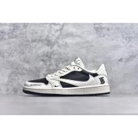 ราคา ♞,♘Travis Scott x N*ke Air Jordan 1 Low x BURBRRY Air Jordan 1 Low กลับด้านสีขาวสีดำคู่ตะขอขนาดเล็ (41003936073)