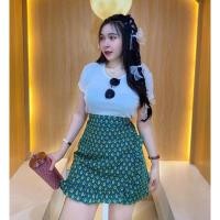 ราคา ชุดเซ็ทสงกรสนต์เสื้อยืดคอกลมกางเกงกระโปรงลายผ้าถุง ชุดเล่นนํ้า (24670246435)