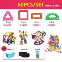 ราคา 60ชิ้น ตัวต่อแม่เหล็ก จุใจ โค้งมนไม่เกิดอันตราย ของเล่นเสริมพัฒนาการ บล็อกแม่เหล็กงเล่นเด็ก ของเล่น (25443881203)