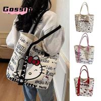 ราคา GOSSIP กระเป๋าผ้าแคนวาสผู้หญิง, กระเป๋าโท้ท Hello Kitty ความจุขนาดใหญ่, งานกระเป๋าสะพายลายการ์ตูน Sanrio (28934588277)