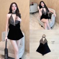 ราคา (พร้อมส่ง) Kulist28 Jumpsuit จั้มสูทขาสั้นผ้ากำมะหยี่โบว์ใหญ่ ปังมาก (29069605657)